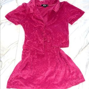 2 Piece- Collared Crop Top and Skirt Set